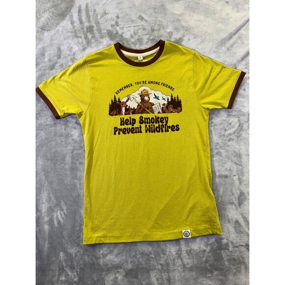 Official Smokey Bear Ringer T-Shirt Small By The Landmark Project  60% Cotton 40 - Picture 1 of 16